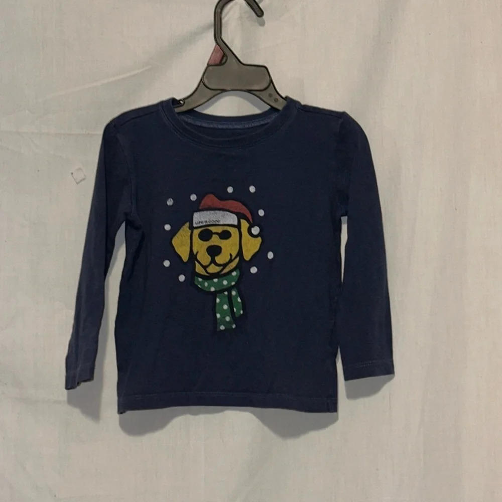 Life Is Good winter dog graphic long sleeve shirt size 2T